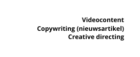 Videocontent Copywriting nieuwsartikel Creative directing